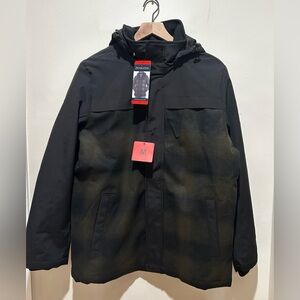NWT Pendleton Black with Green Plaid Hooded Coat - Men’s Size Medium